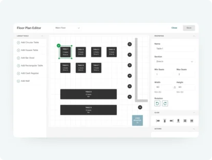 restaurant point of sale software customer floor plan