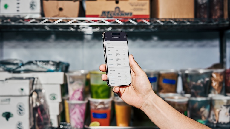 TouchBistro Inventory Management displayed on a mobile device.